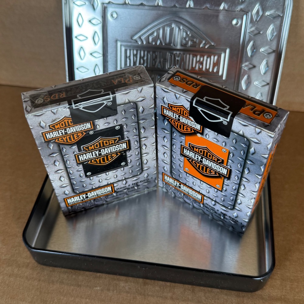 Harley-Davidson Playing Cards 2 Deck Set in Diamond Plate Collector Tin HD-DPD-1 - Picture 3 of 4
